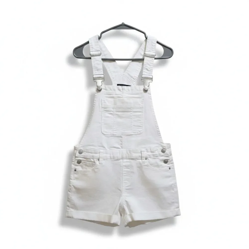 Girls White Denim Shortalls | Overall Shorts | Size 9 | Pre-Owned - Picture 3 of 15